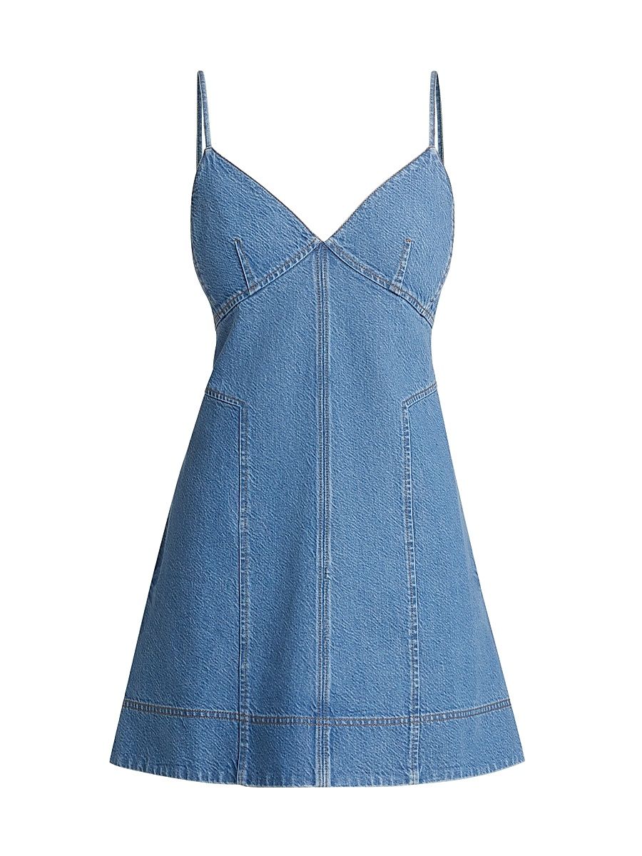 Women's Hendrix Denim A-Line Minidress - Medium Indigo Blue - Size 12