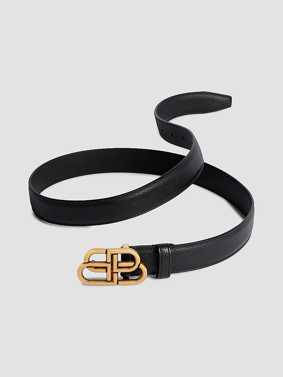 Balenciaga Women's Bb Thin Belt - Black - Size 38