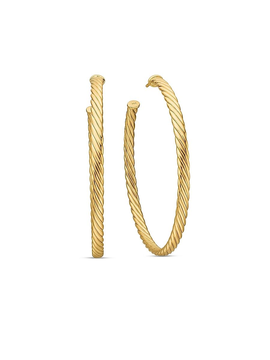 Women's Cablespira Hoop Earrings in 18K Yellow Gold - Gold