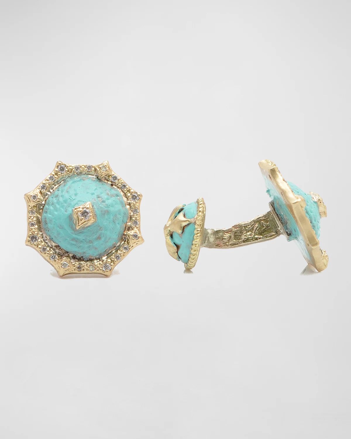 Men & apos;s Romero 18K Gold/Patina Round Crivelli Cufflinks