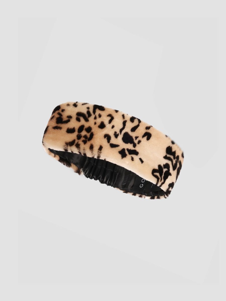 Gorski Women's Select Shearling Lamb Headband - Brown Lprd Print