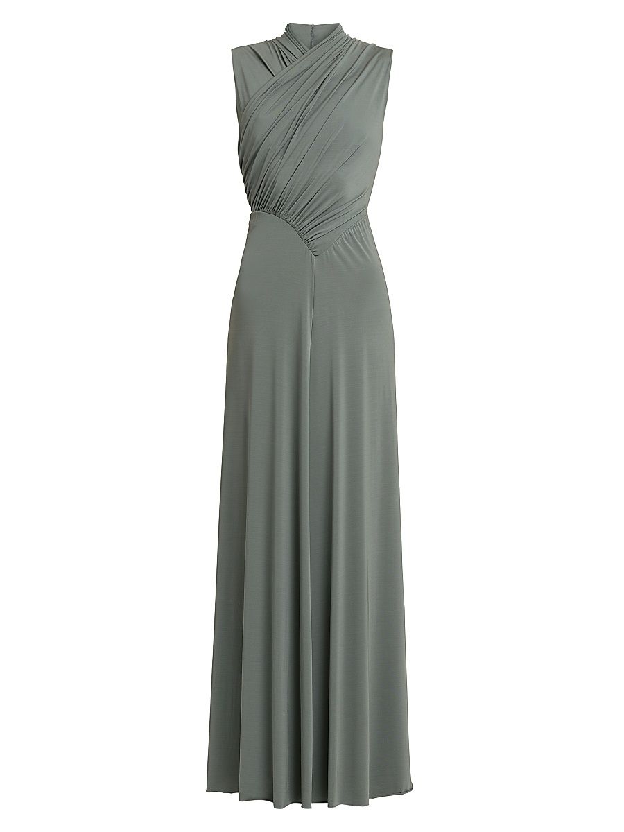 Women's Jersey-Knit Gathered Surplice Maxi Dress - Grey - Size 6