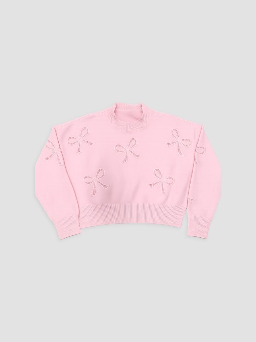 KatieJ NYC Girl's Girl's Erin Bow Sweatshirt - Baby Pink - Size 14