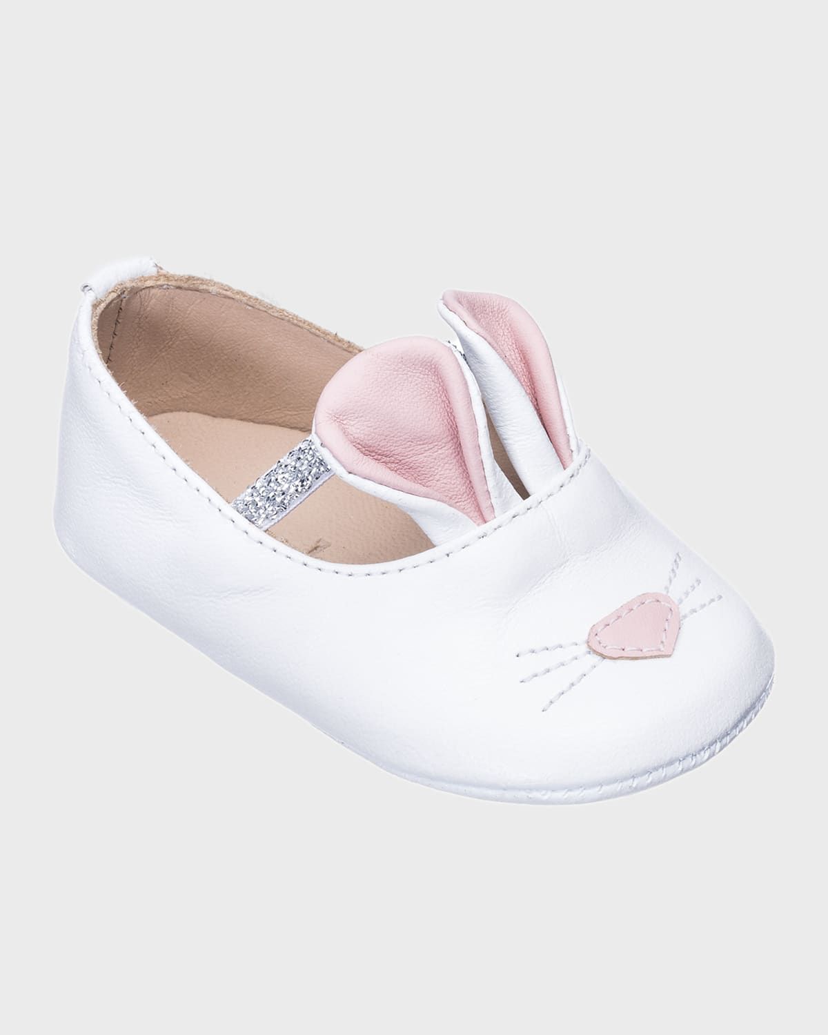 Girls & apos; Leather Bunny Sleeper Ballet Flat, Infant/Toddler