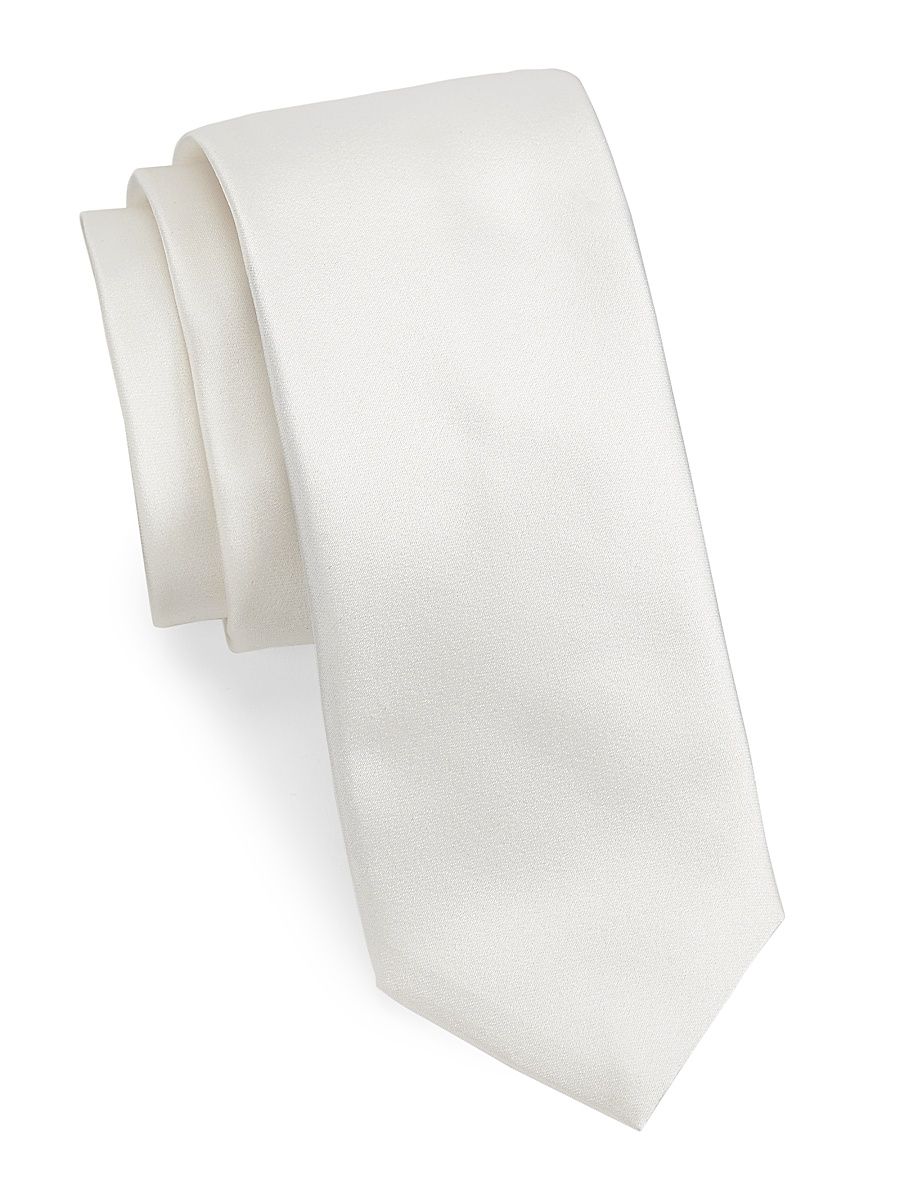 Men's COLLECTION Solid Silk Tie - Ivory