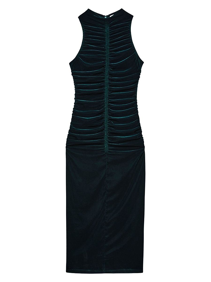 Women's Niva Ruched Velvet Sleeveless Maxi Dress - Teal - Size 12
