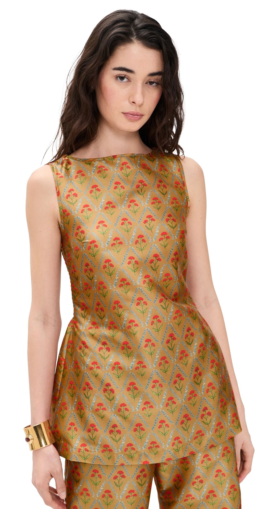 La Maregold Celine Top Lattice Floral Khaki XL