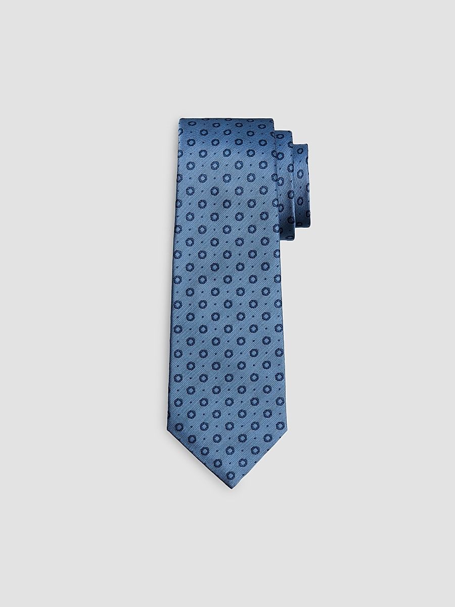 Men's Dotted Woven Silk Tie - Light Blue