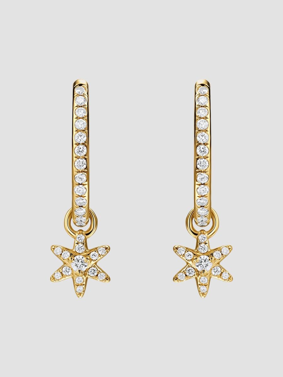 David Yurman Women's Petite Starburst Drop Earrings in 18K Yellow Gold with Diamonds, 18.8MM - Gold