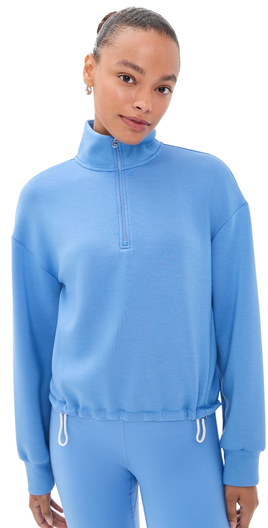 Varley Sian Cropped Half Zip Sweatshirt Marina XL