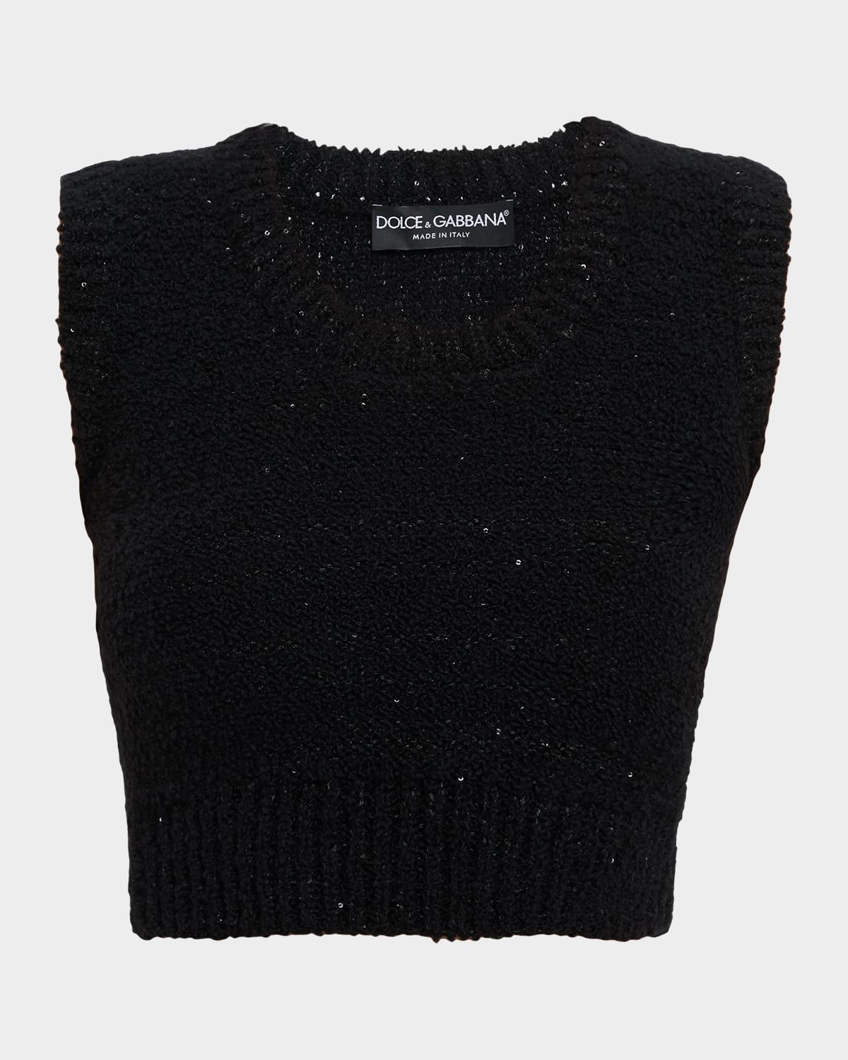 Misto Paillette Boucle Crop Tank Top