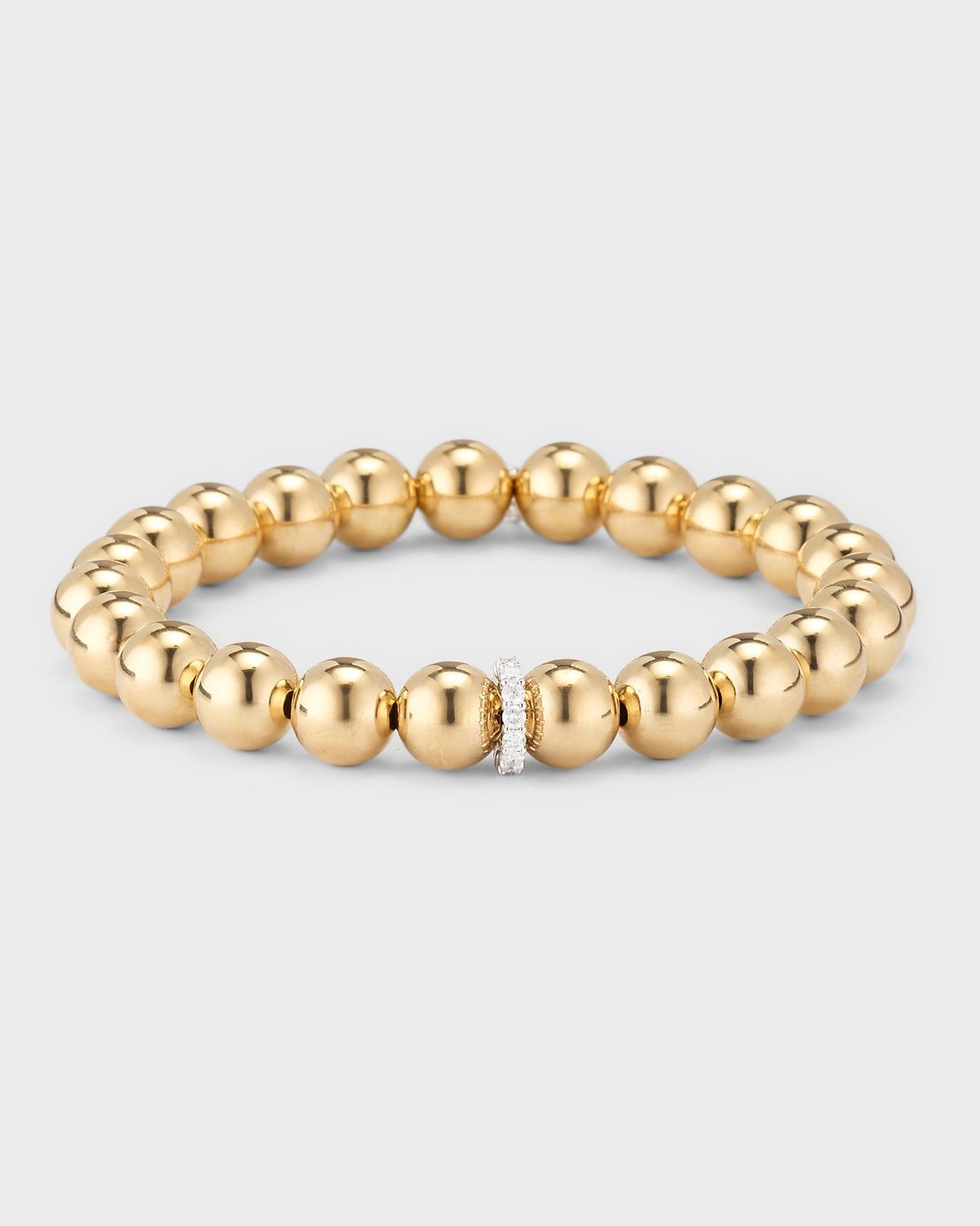 14k Yellow Gold Bead and Diamond Rondelle Bracelet
