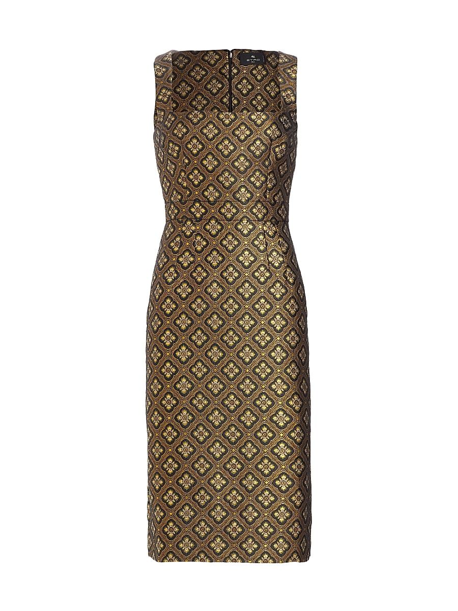 Women's Tapestry Jacquard Sheath Dress - Black - Size 4