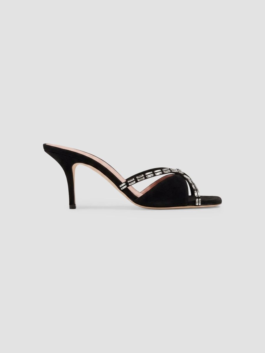 Malone Souliers Women's Penn 70MM Embellished Suede Sandals - Black - Size 5.5