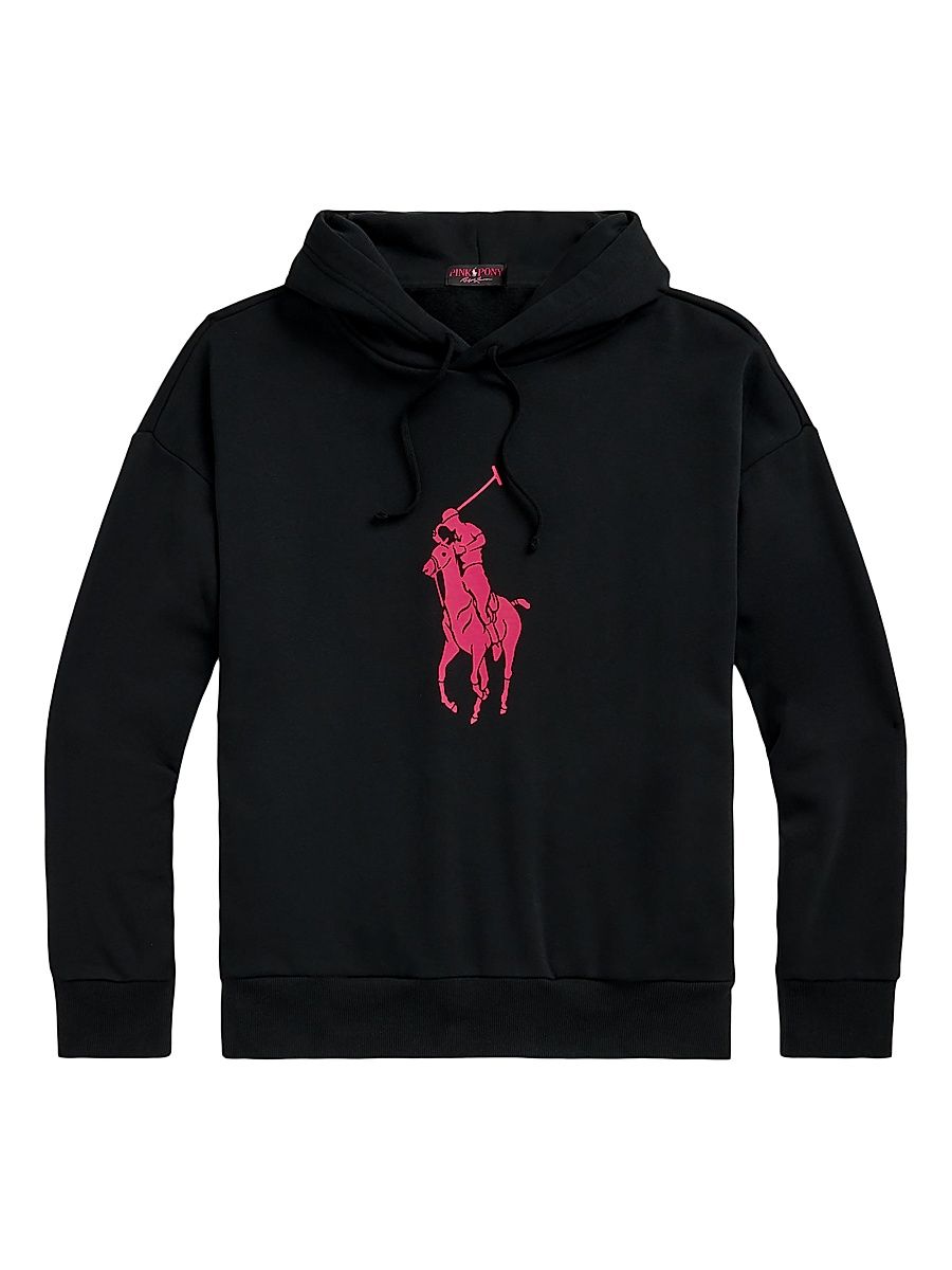 Men's Pink Pony Tech Fleece Hoodie - Polo Black - Size XS