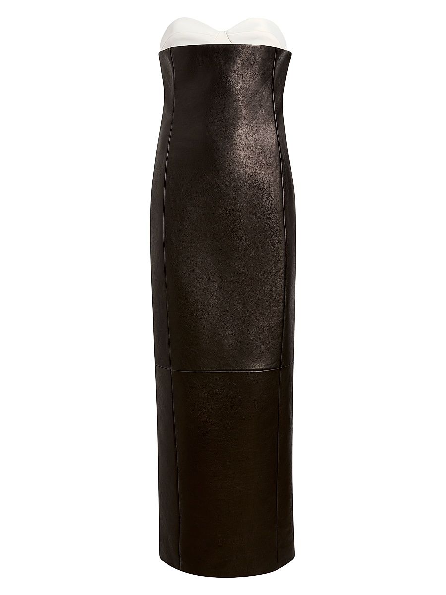 Women's Yael Leather Strapless Maxi Dress - Black - Size 8