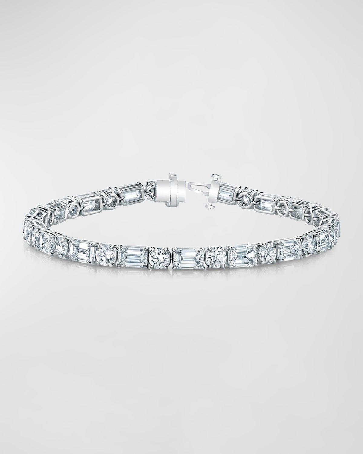 Platinum East-West Alternating Prong-Set Diamond Bracelet, 12.60tcw, 7"L