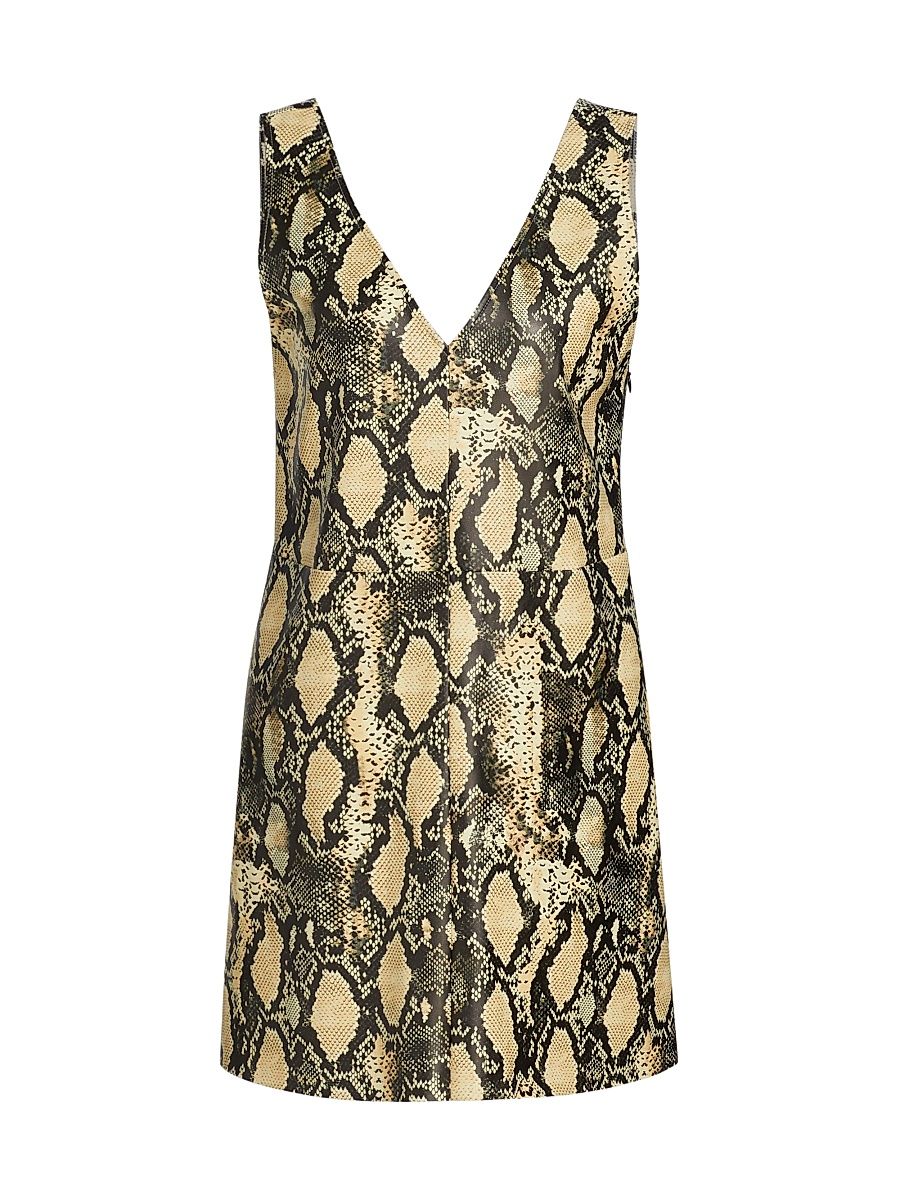 Women's Malia Snakeskin Faux Leather Shift Dress - Python - Size XL