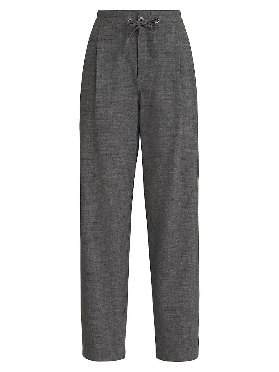 Women's Tropical Luxury Wool Tailored Track Trousers - Medium Grey - Size 14