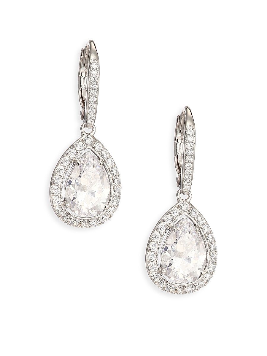 Pavé Teardrop Earrings - Silver