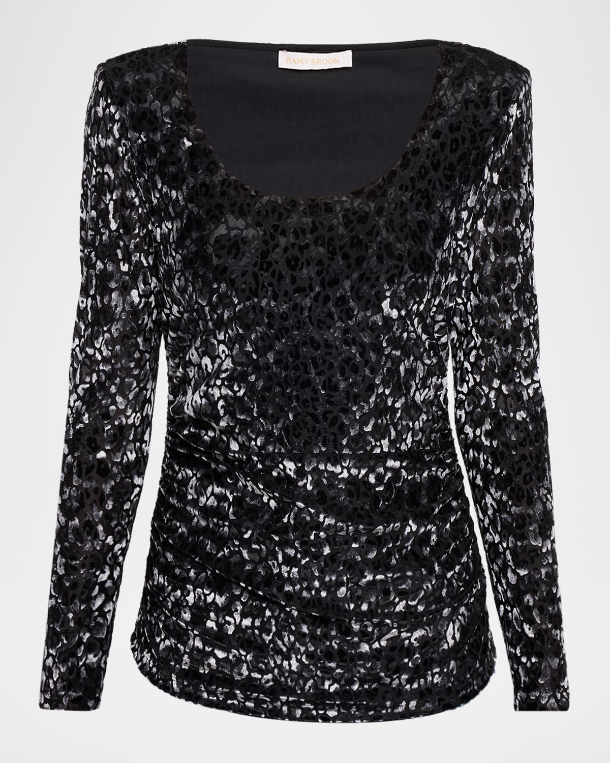 Lira Flocked Scoop-Neck Top