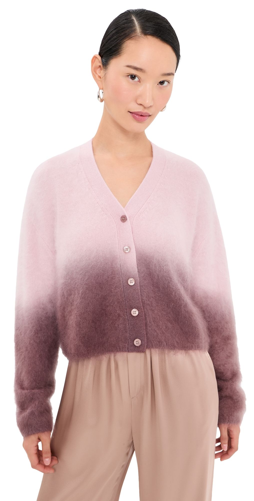 Sablyn Jolie V Neck Cropped Cashmere Cardigan Soft Pink 2 Multi M