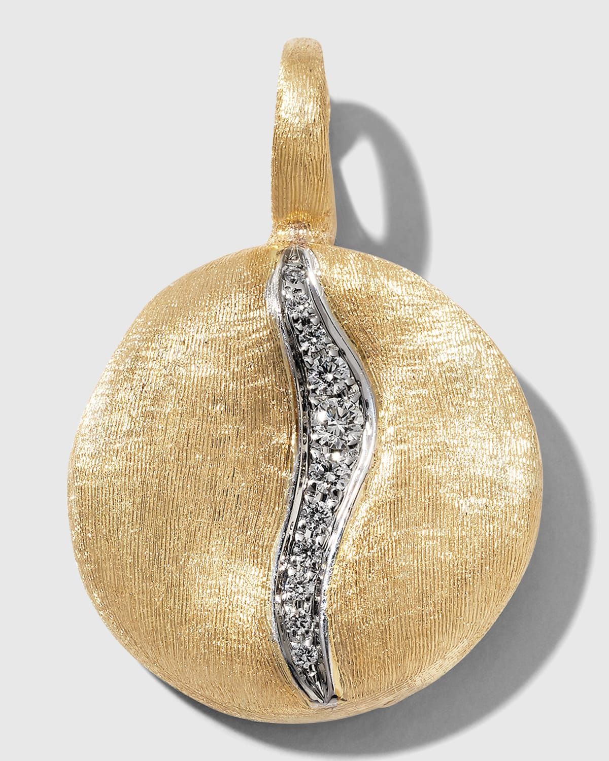 18k Jaipur Yellow and White Gold Medium Pendant with Diamond Pave Accent