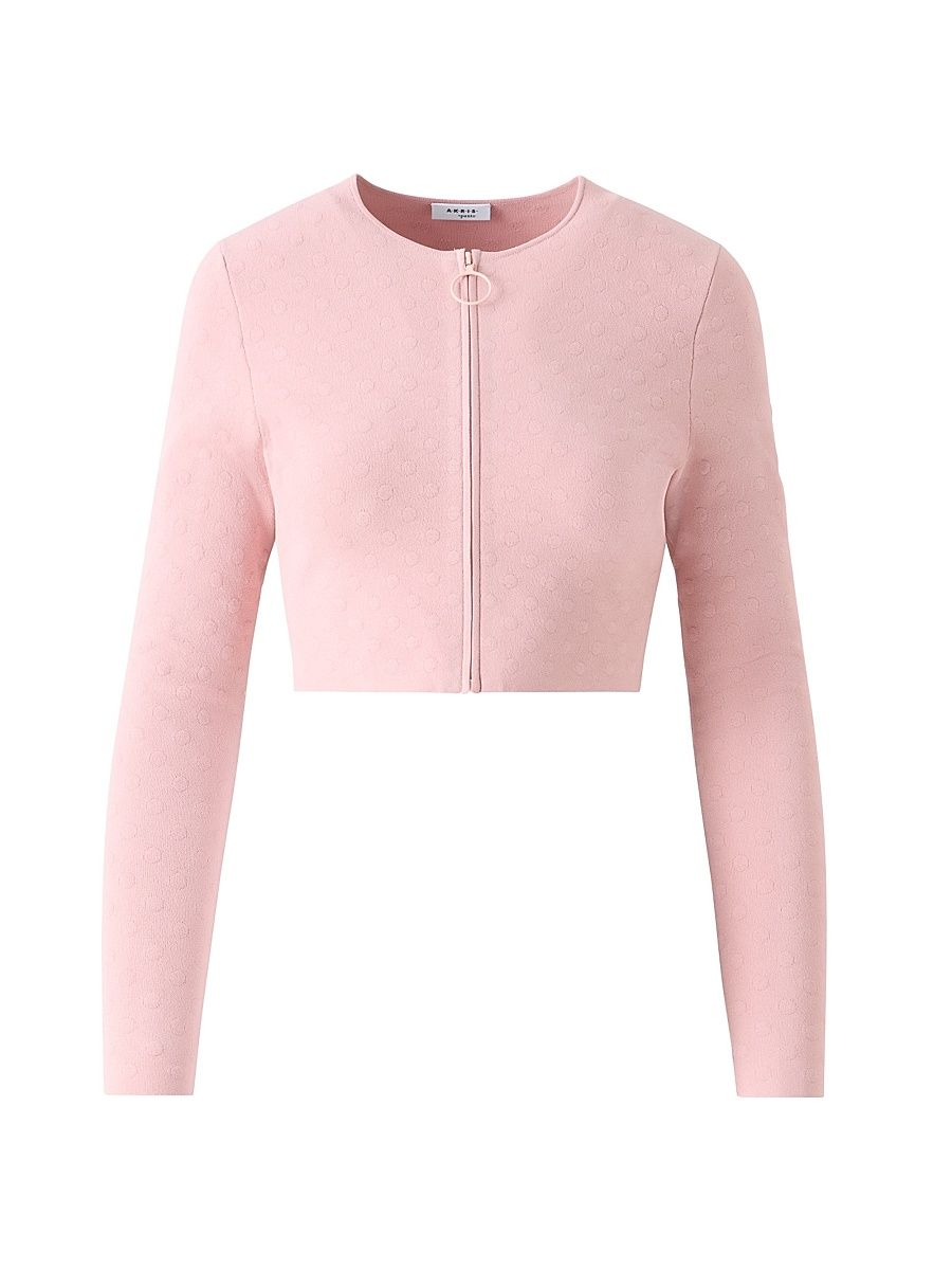 Women's Intarsia Dot Crop Cardigan - Rose - Size 14