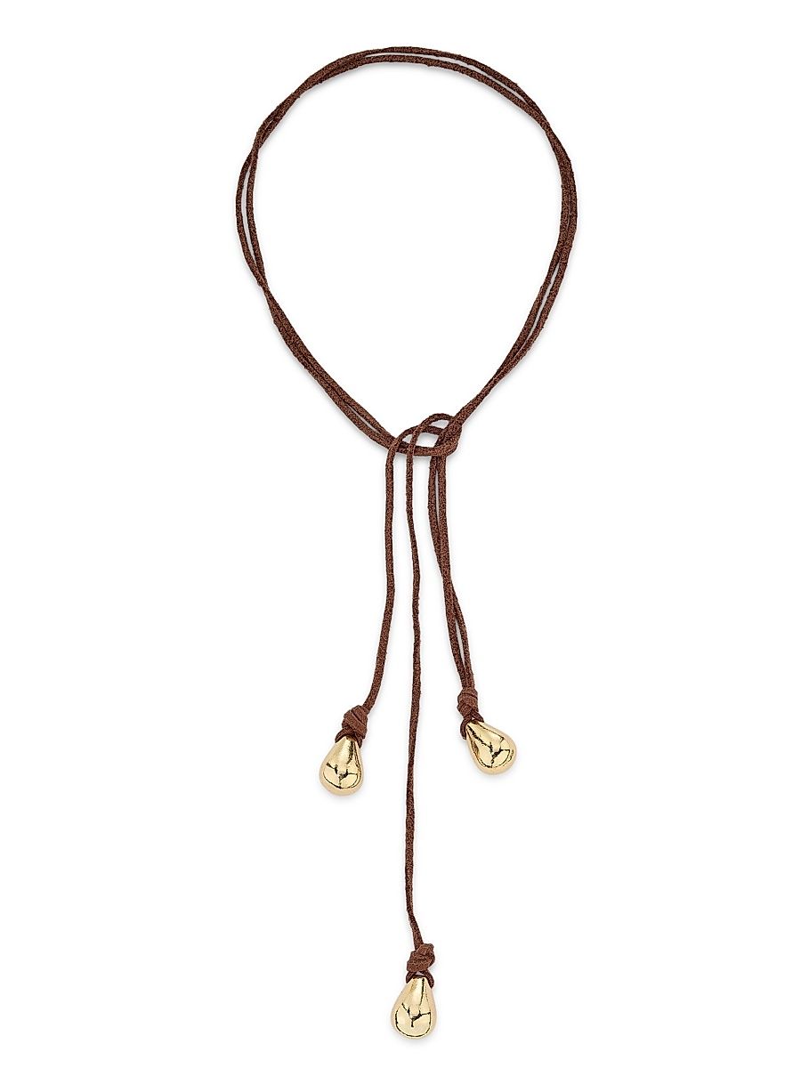 Women's Yara Goldtone & Suede Lariat Necklace - Brown Gold