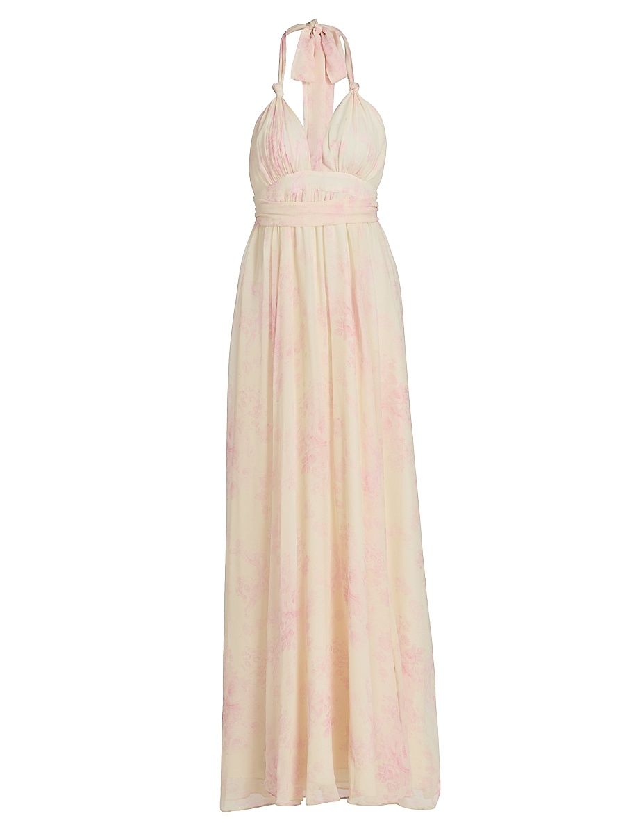 Women's Lilah Floral Silk Maxi Dress - Golden Primrose - Size XS