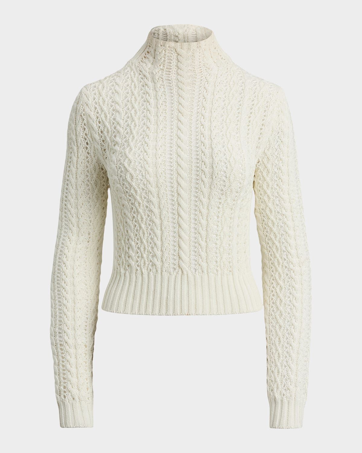 Cotton-Silk Funnel-Neck Sweater