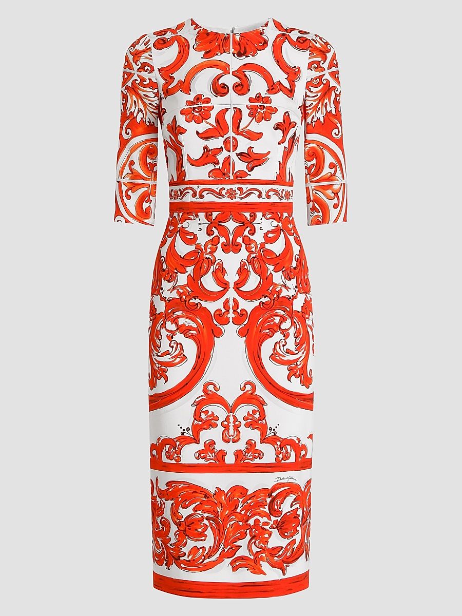 Women's Majolica Silk-Blend Midi Dress - Variante Abbinata - Size 14