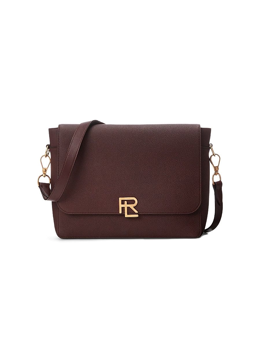 Men's Pebbled Leather Briefcase - Dark Brown