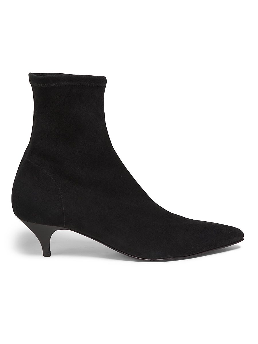 Women's Ophelia Suede Kitten-Heel Ankle Boots - Black Suede - Size 11