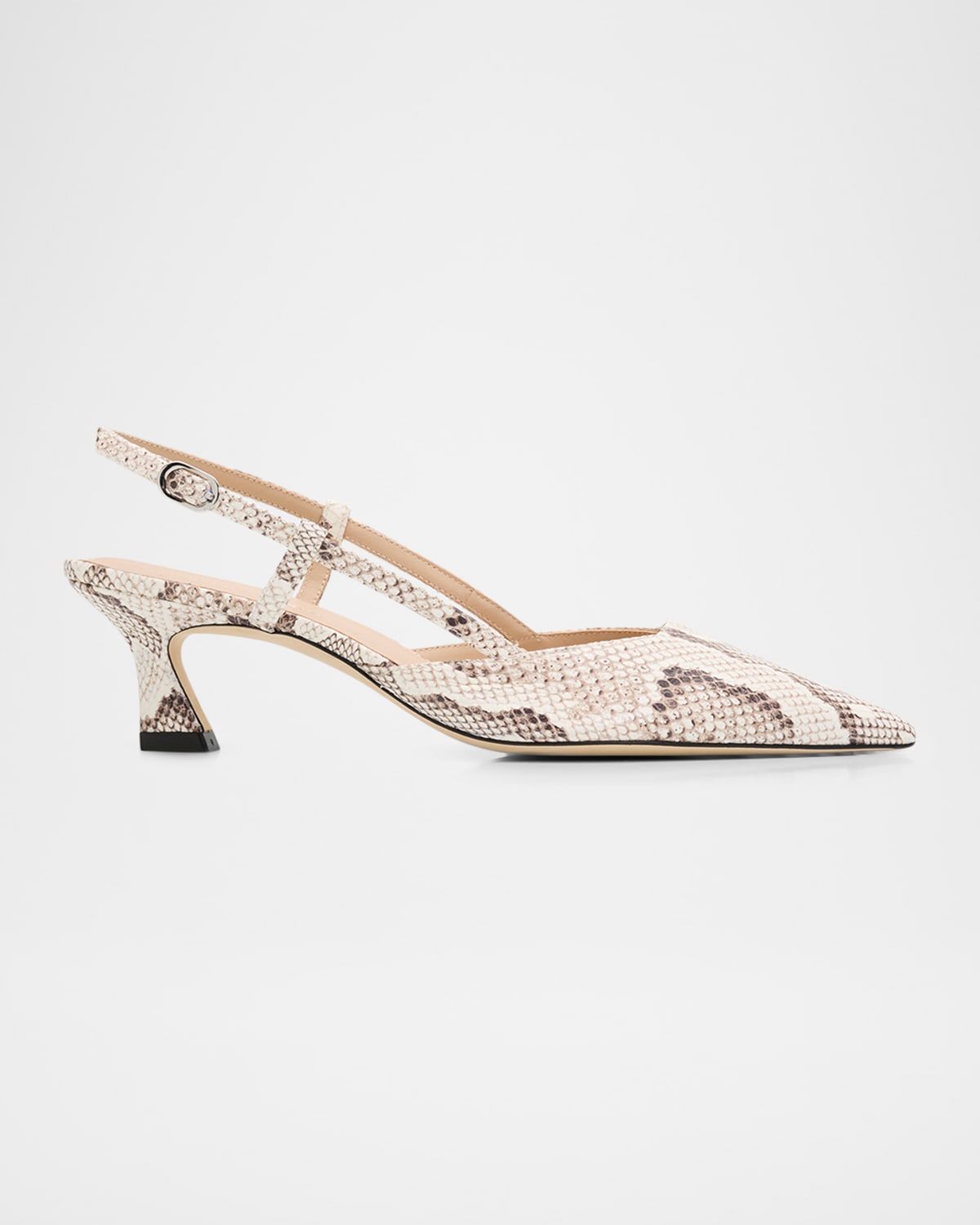50mm Vinnie Snake-Embossed Leather Slingback Pumps