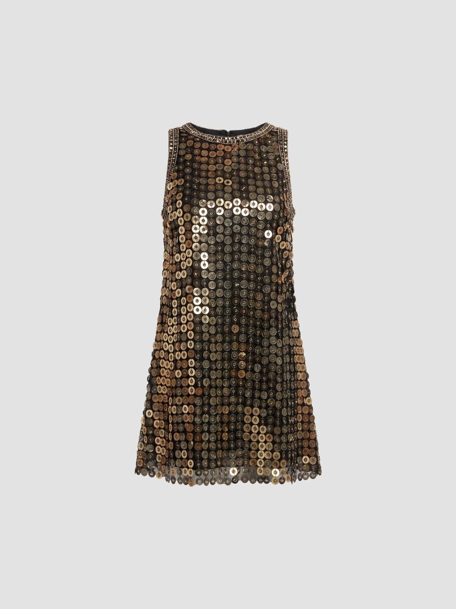 Mac Duggal Women's Beaded Georgette Sleeveless A-Line Mini Dress - Black - Size Large