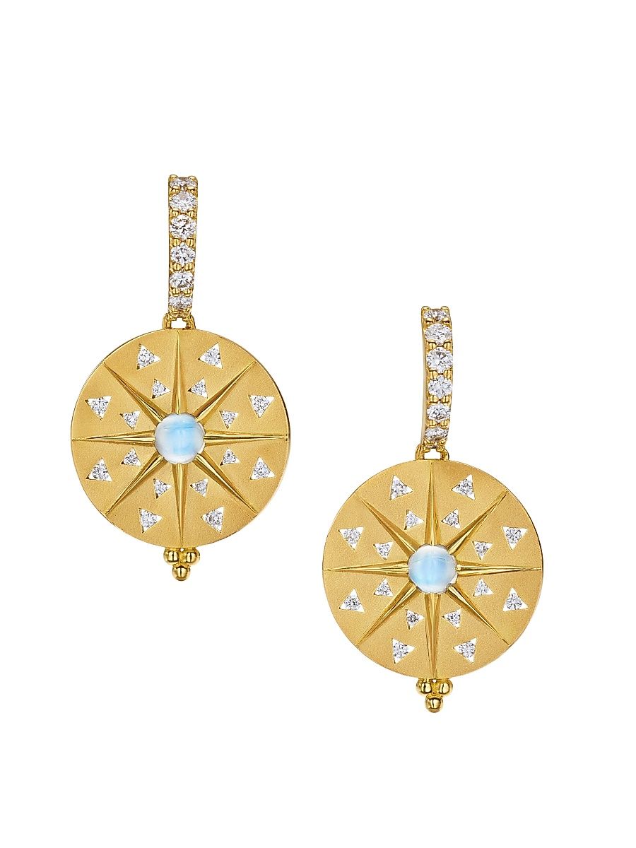 Women's Celestial Sole Mandala 18K Yellow Gold, Blue Moonstone & 0.4 TCW Diamond Drop Earrings - Gold