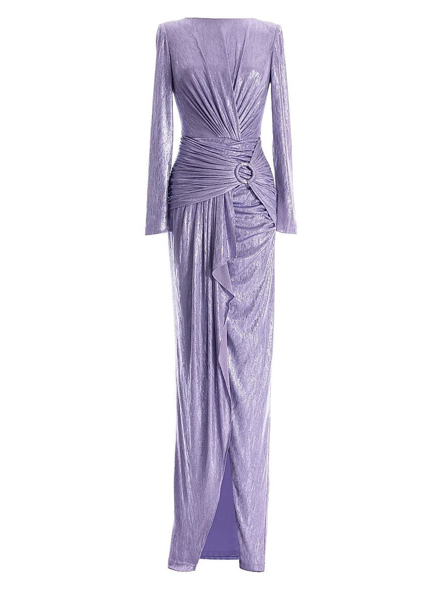 Women's Romera Metallic Jersey Tulip-Hem Gown - Dusty Lavender - Size XL