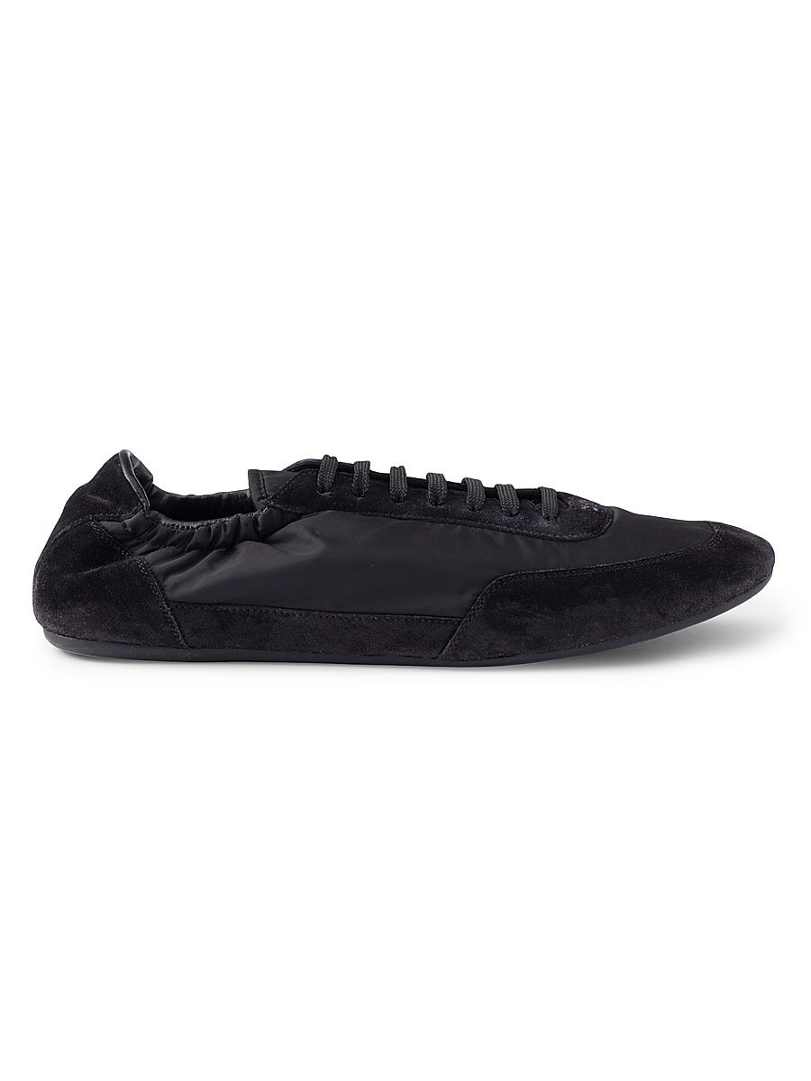 Men's Re-Nylon and Suede Elasticized Sneakers - Black - Size 11.5