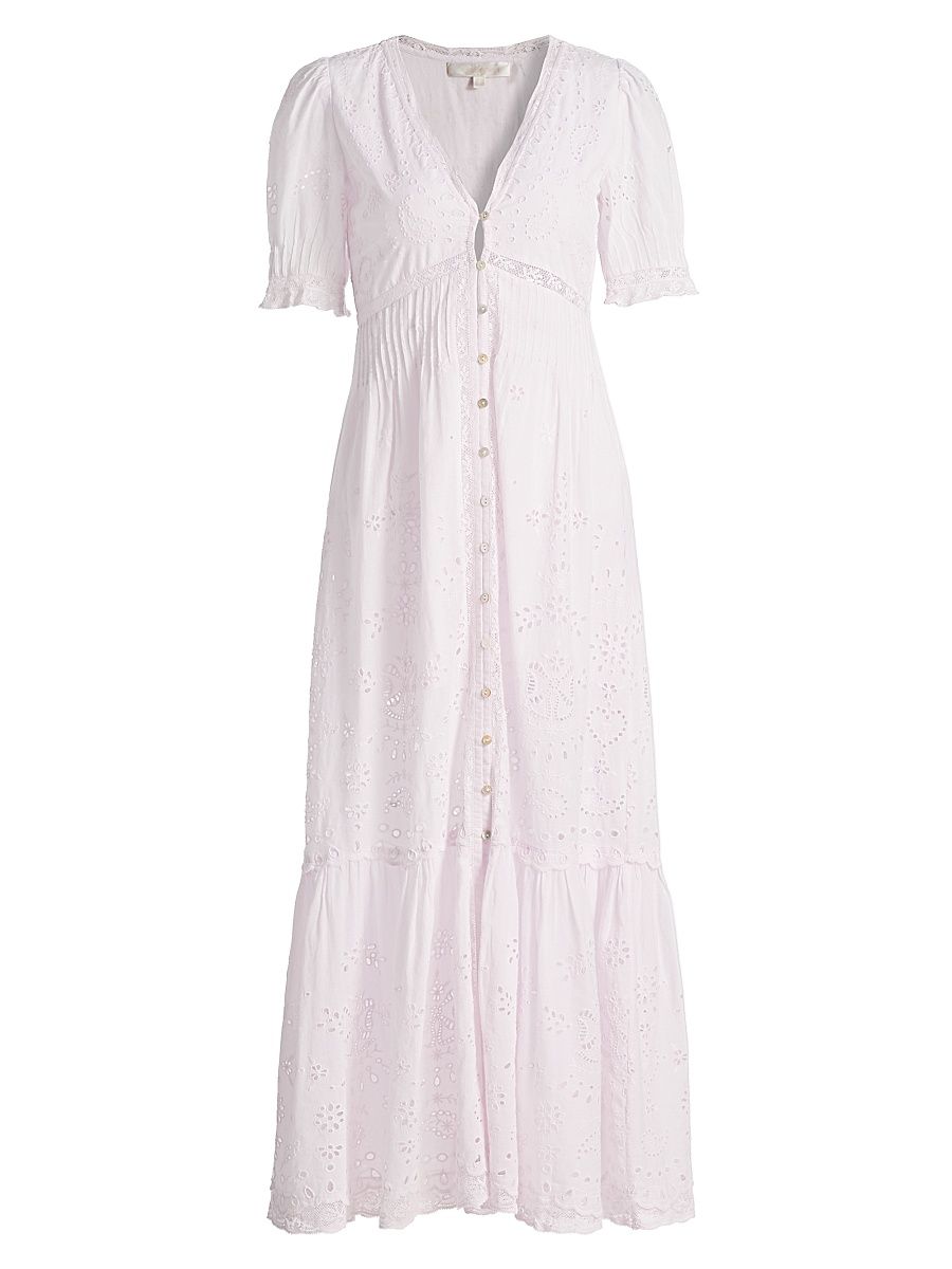 Women's Tarragon Broderie Anglaise V-Neck Maxi Dress - Pale Lilac - Size 10