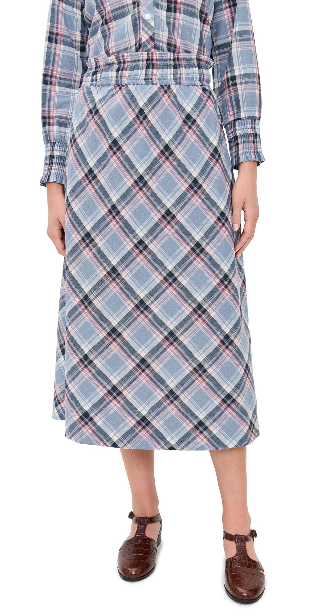 Marea Lydia Skirt Harbor Blue Check M
