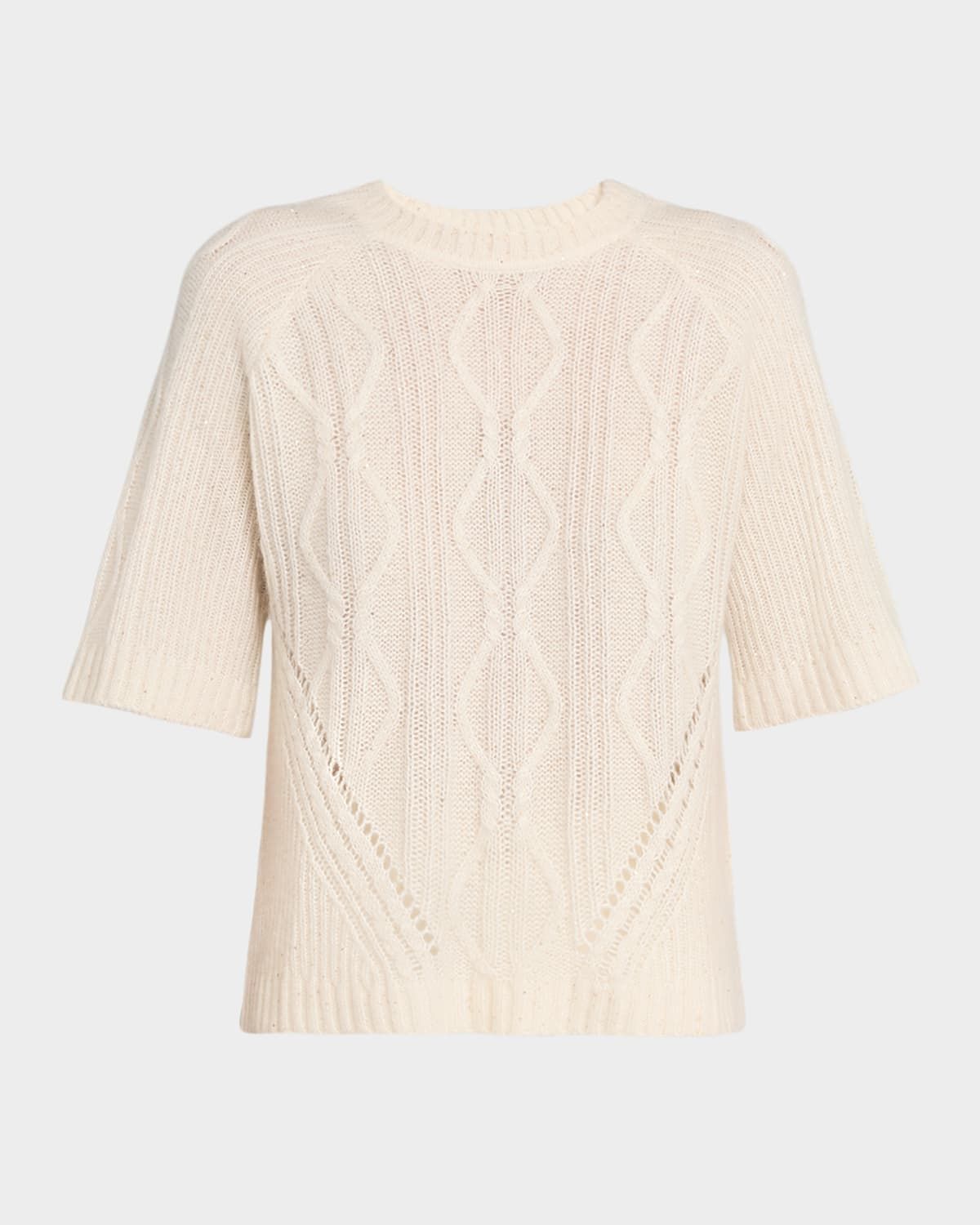 Cable-Knit Sequin Sweater