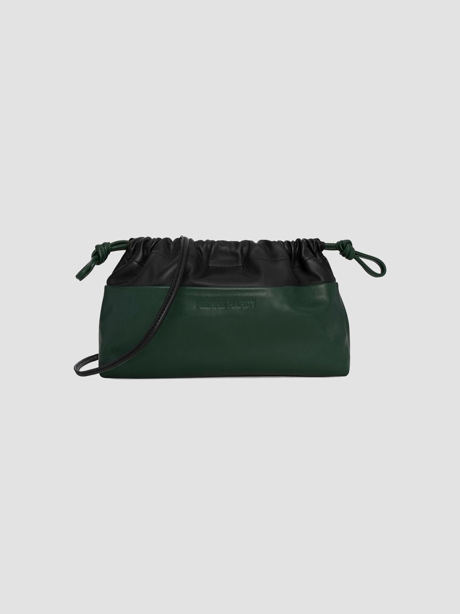 Pierre Hardy Women's Twin Colorblocked Leather Drawstring Clutch - Dark Green Black