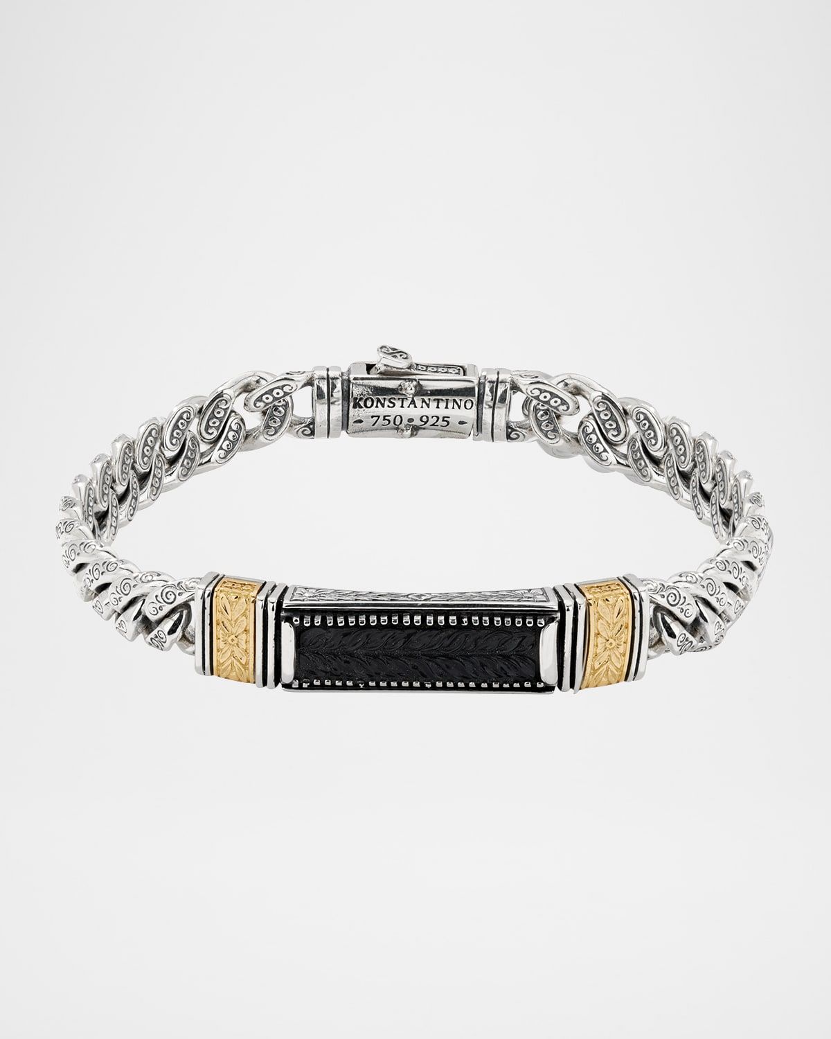 Men & apos;s Black Onyx Two-Tone Bracelet