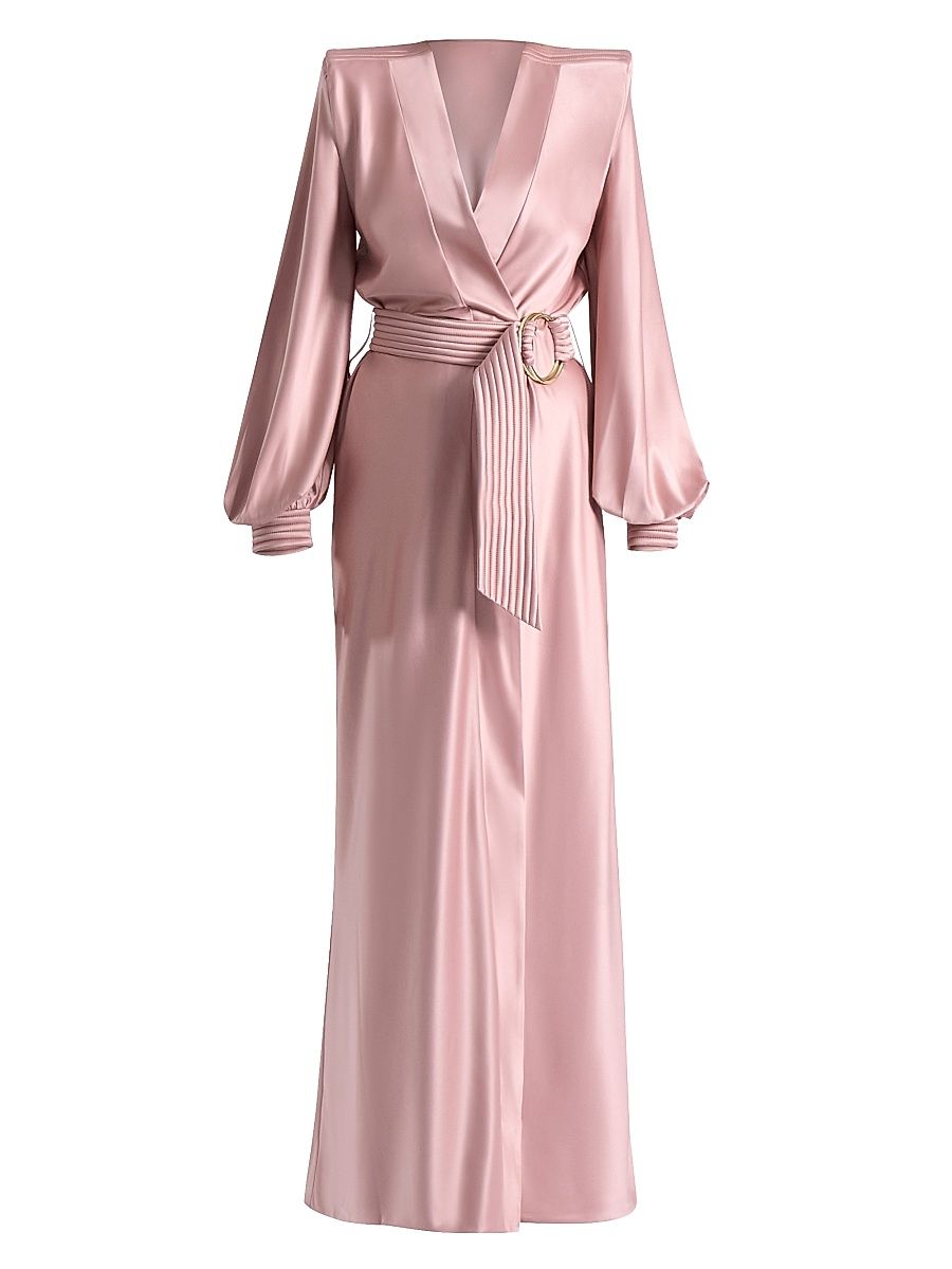 Women's Cala Conta Satin Robe Gown - Beige - Size 12