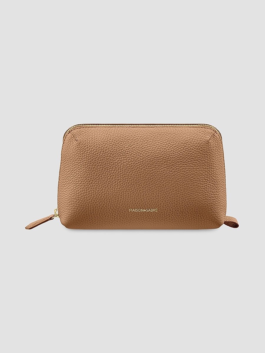 Maison de Sabre Leather Tech Pouch - Sandstone Brown