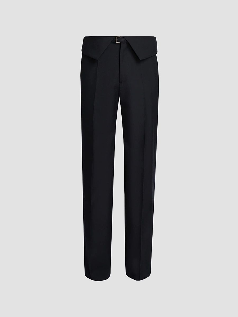Men's Preston Belted Wool Trousers - Black - Size 38