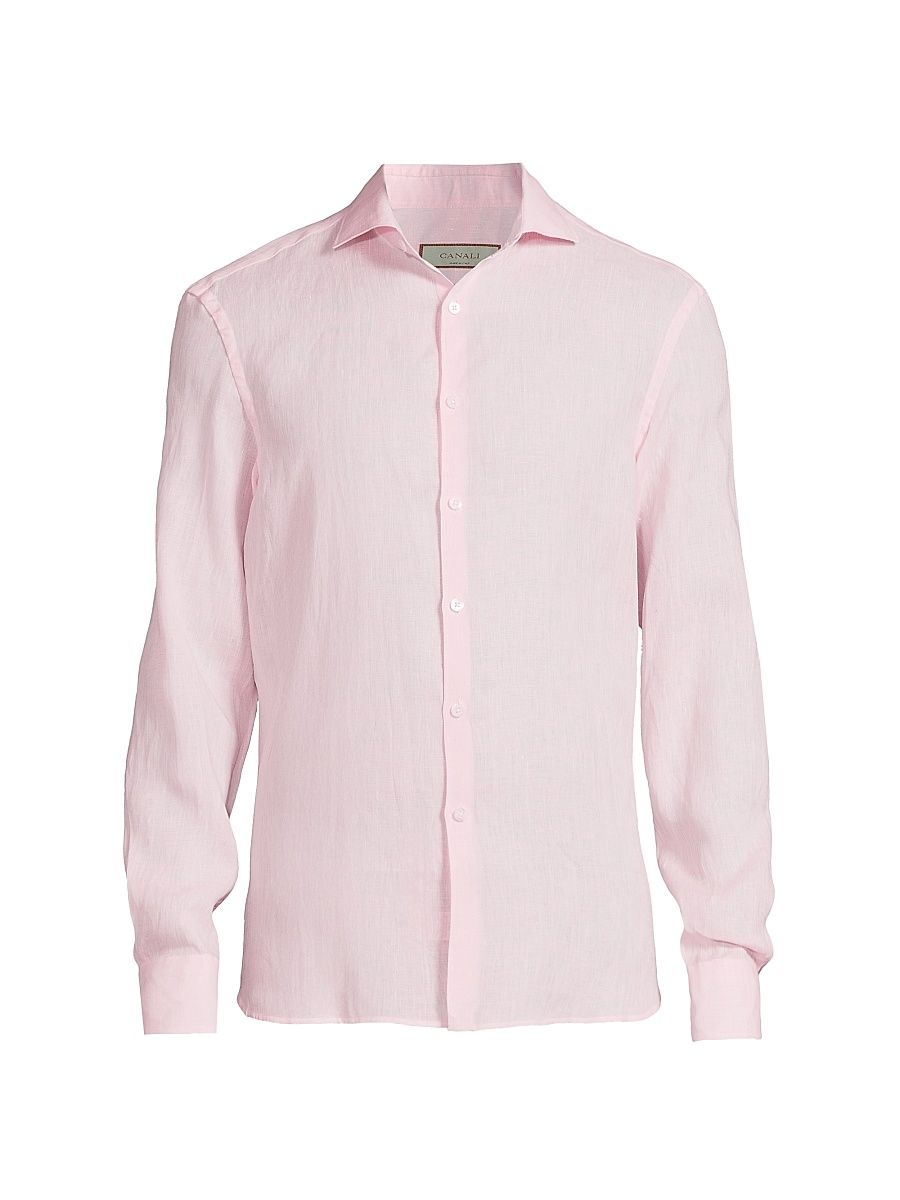 Men's Linen Sport Shirt - Pink - Size Large