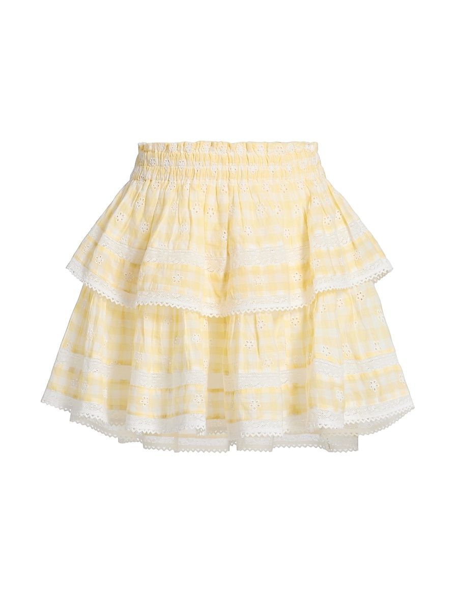 Women's Cotton Tiered Ruffled Miniskirt - Honeycomb - Size XL