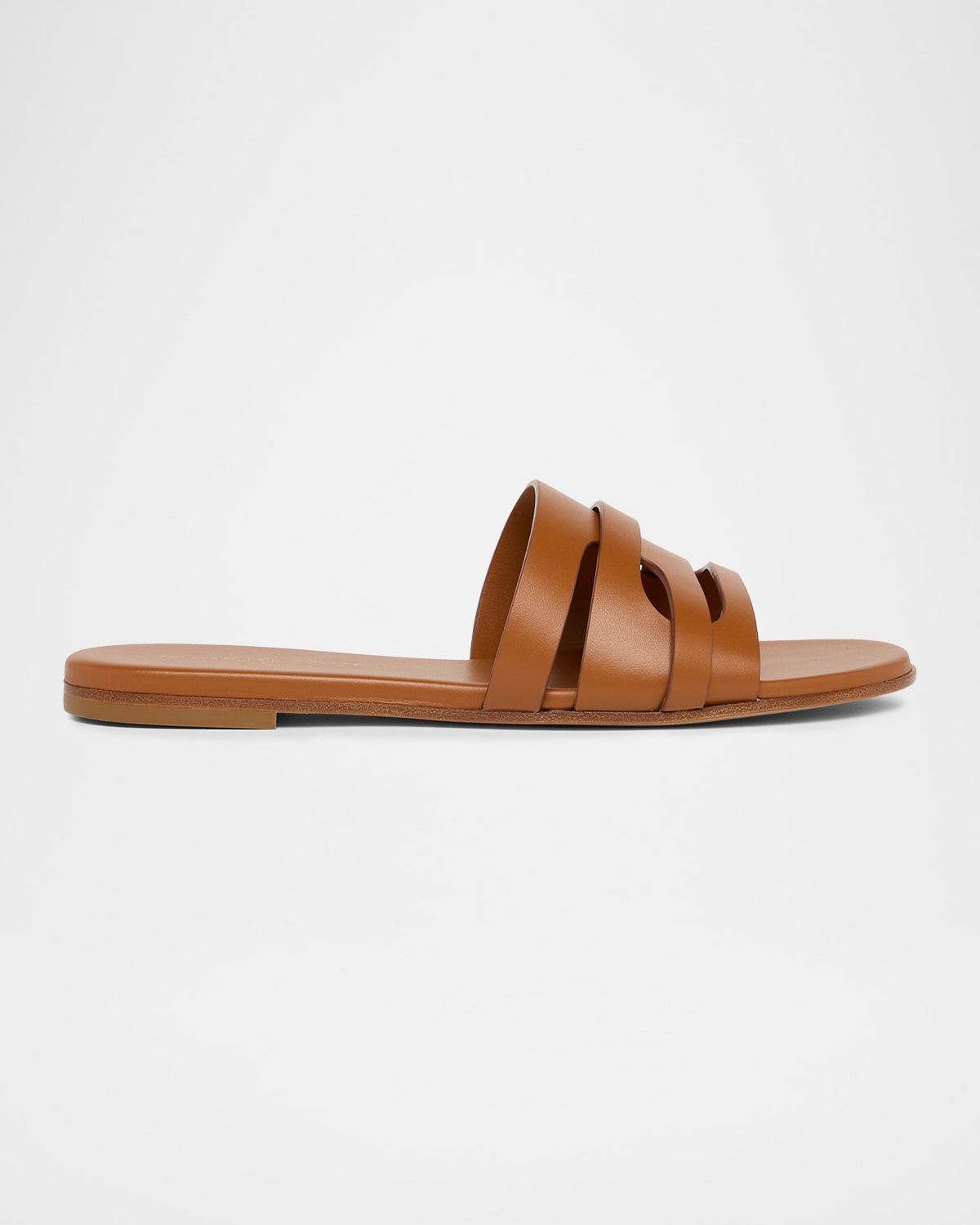 Calfskin Leather Flat Slide Sandals